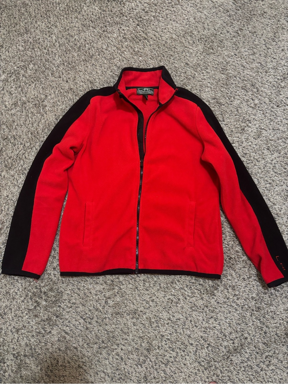 Ralph Lauren L-RL Lauren Active Red and Black Full-Zip Shirt Jacket